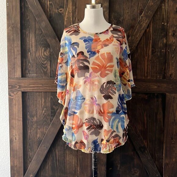 Dor Dor Couture Tropical Mesh see thru Top Sz-Medium - Picture 1 of 11
